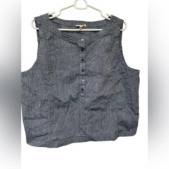 Eileen Fisher Tops - Eileen Fisher Denim Yarn-Dyed Linen & Organic Cotton Sleeveless Top
